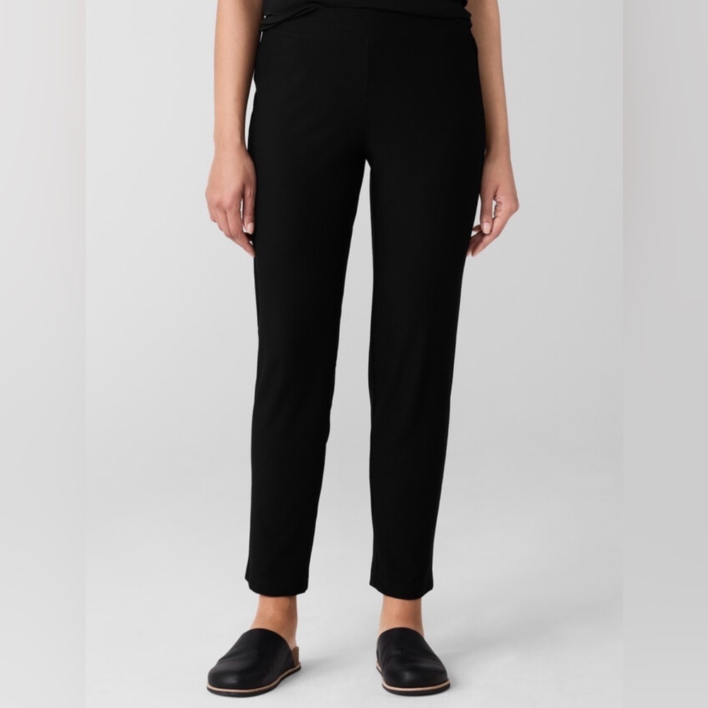 Eileen Fisher Black Washable Stretch Crepe Pant Sz L Petite